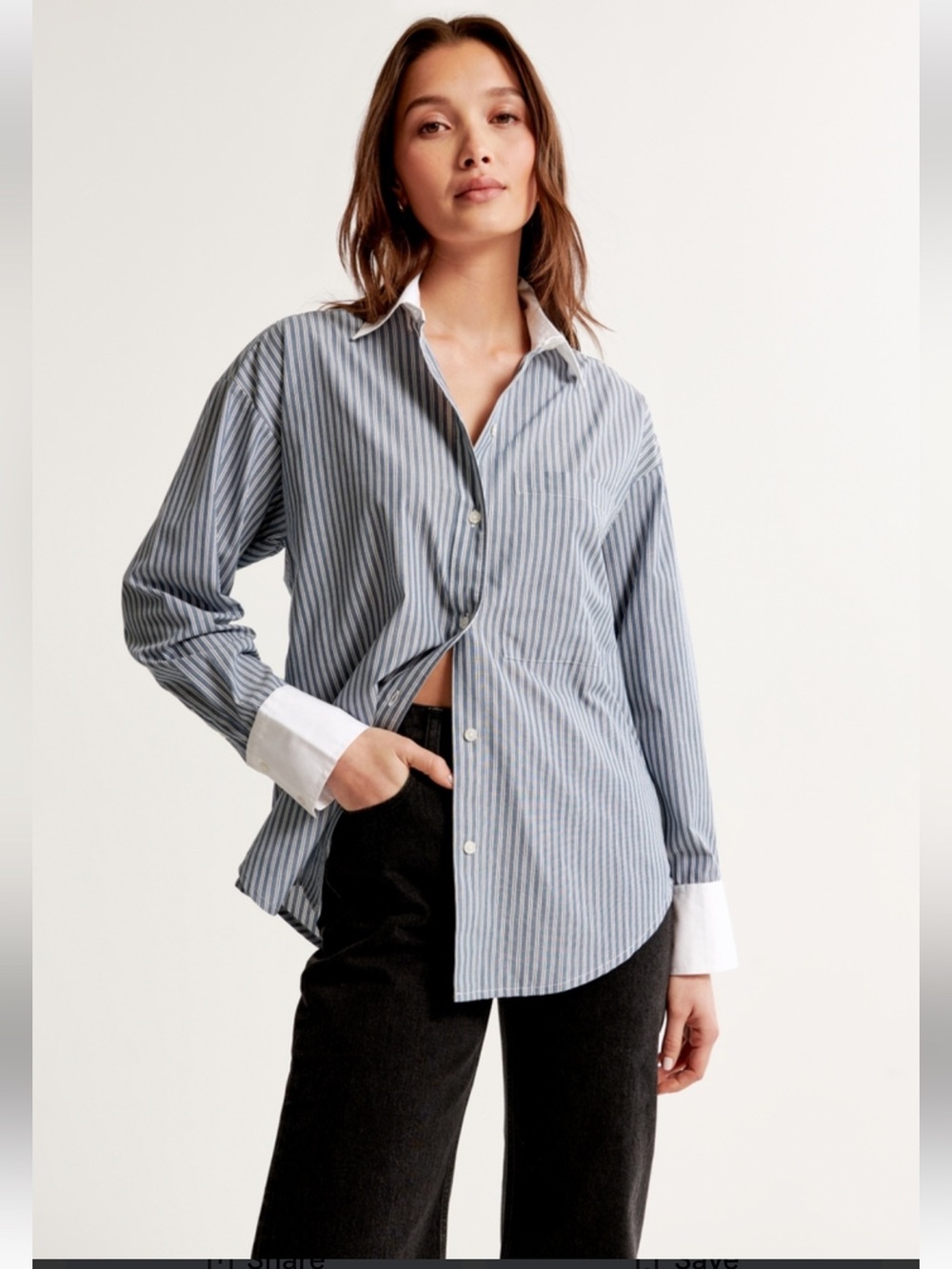 NWT Abercrombie & Fitch Blue & White Striped Oversized Button-Up Shirt